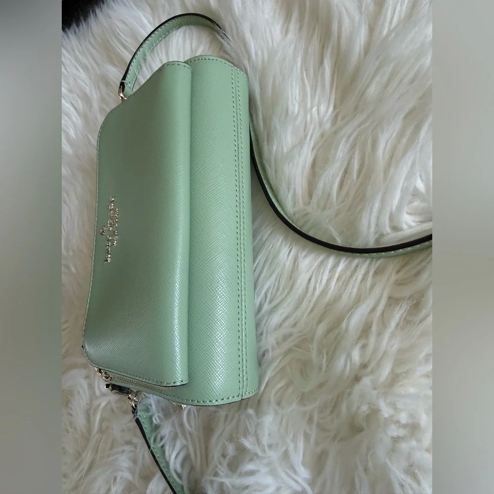 Kate Spade Mint Green Double Zip Crossbody Camera Bag EUC